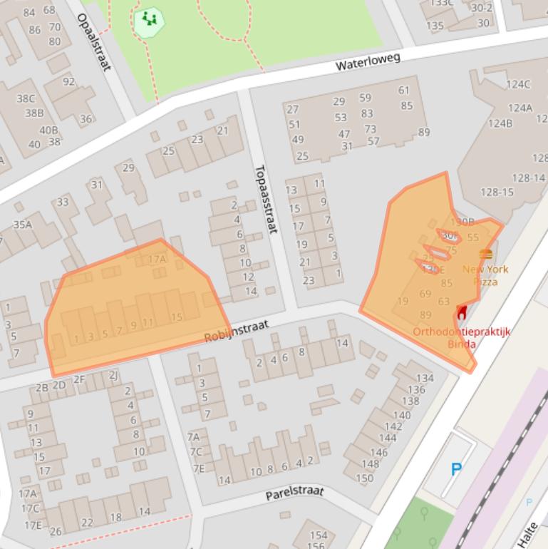 Kaart van postcodegebied 6713TA.