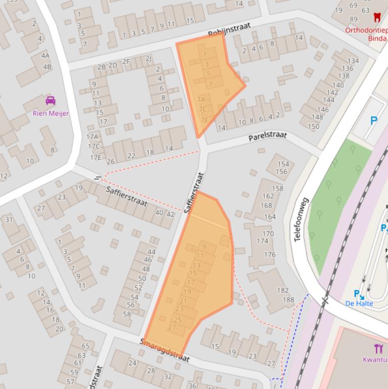 Kaart van postcodegebied 6713TE.