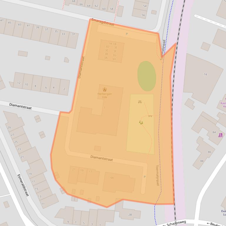 Kaart van postcodegebied 6713TL.