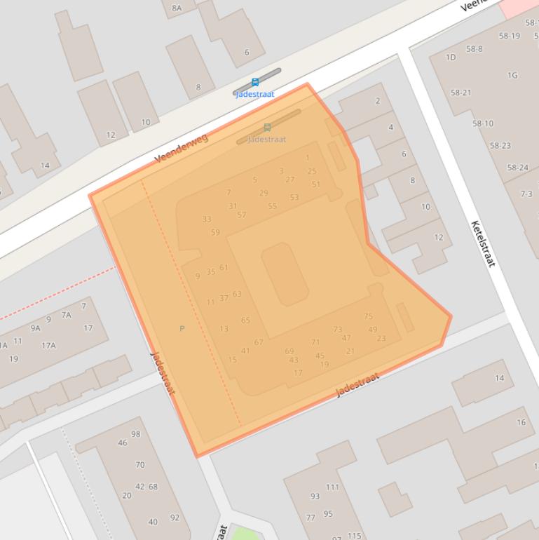 Kaart van postcodegebied 6713VA.