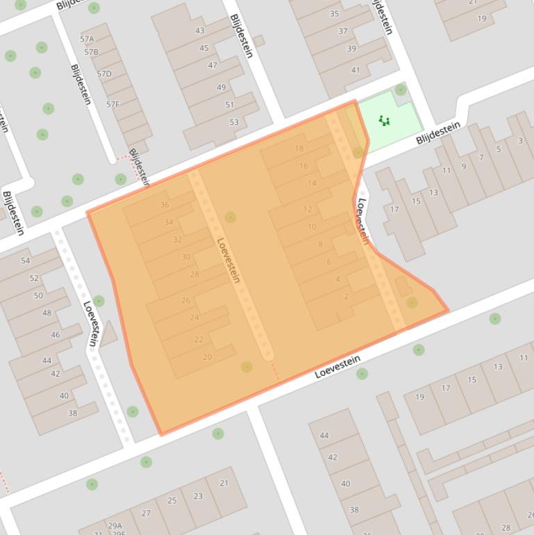 Kaart van postcodegebied 6714BV.