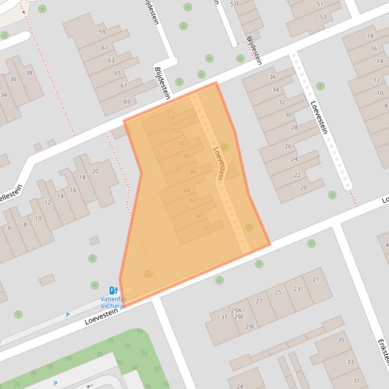 Kaart van postcodegebied 6714BW.