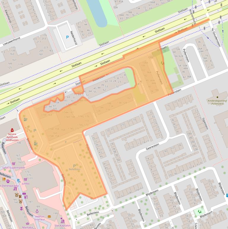 Kaart van postcodegebied 6714DH.