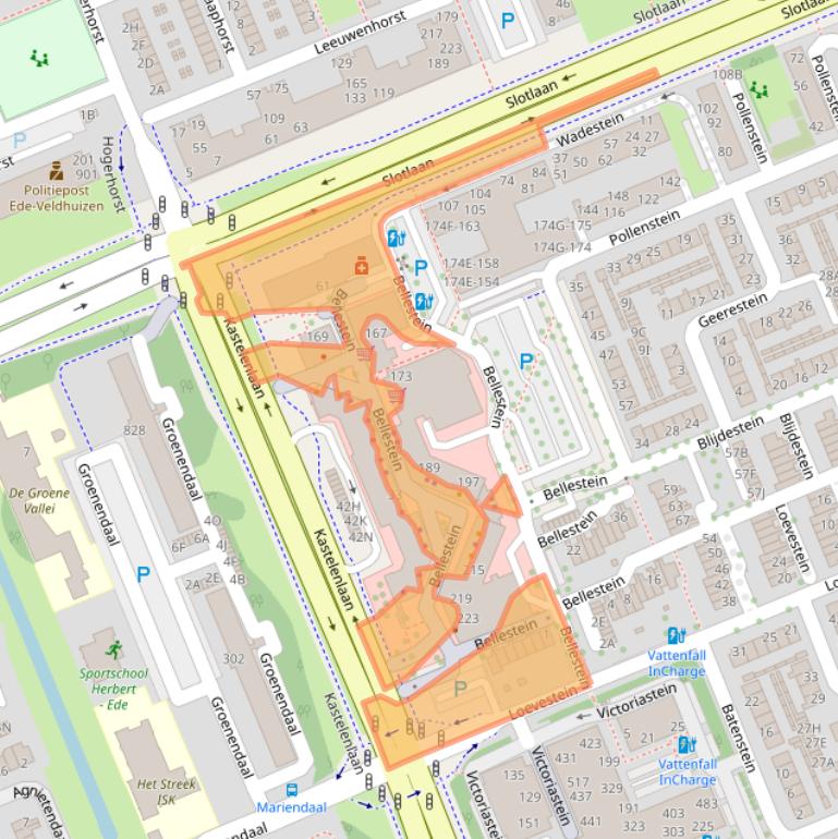 Kaart van postcodegebied 6714DP.