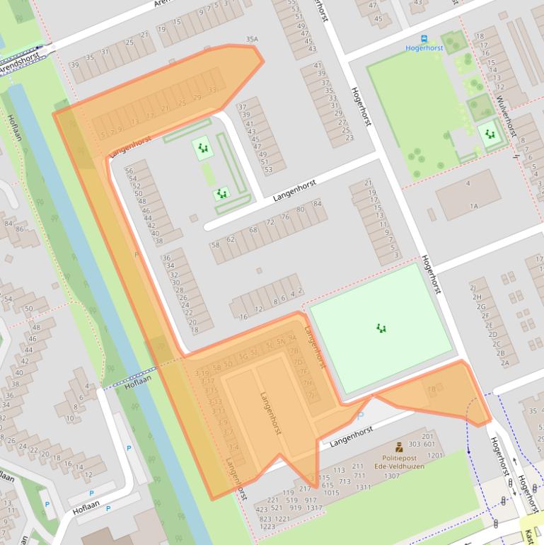 Kaart van postcodegebied 6714LG.