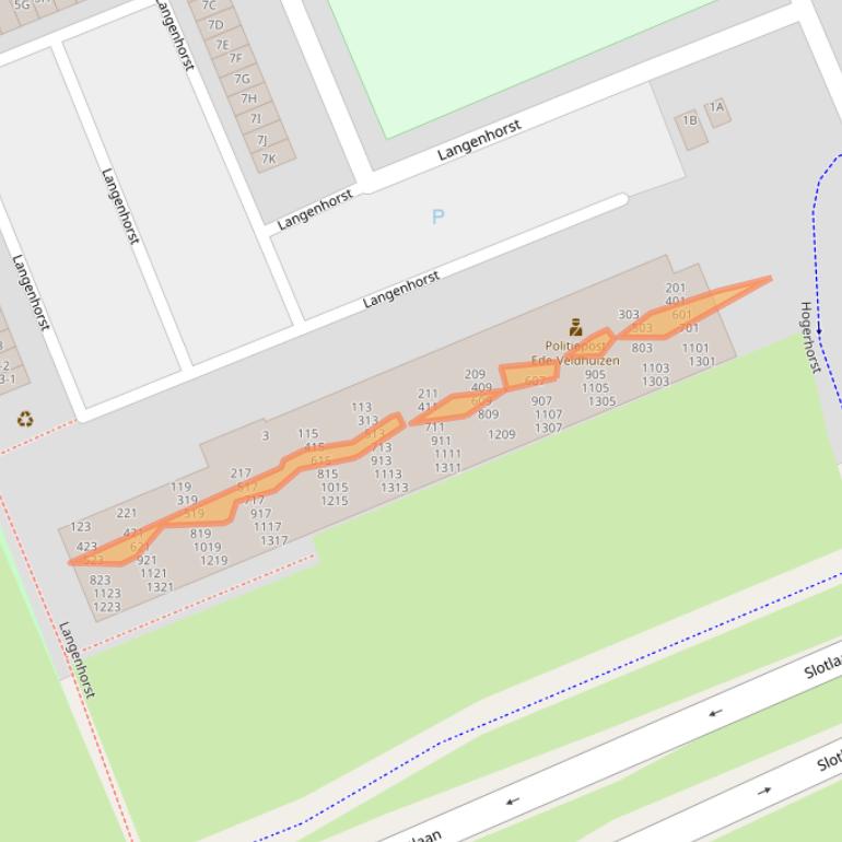 Kaart van postcodegebied 6714LL.