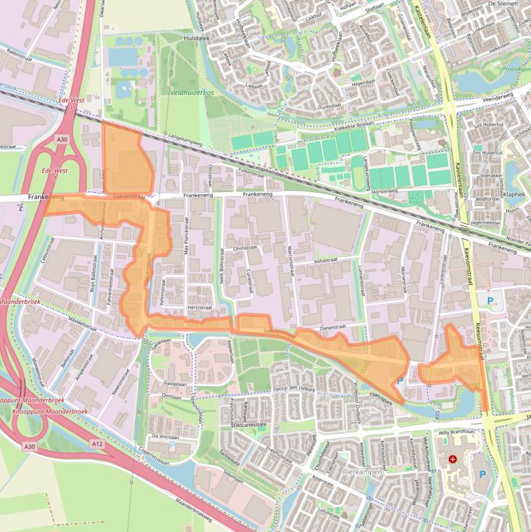 Kaart van postcodegebied 6716AE.