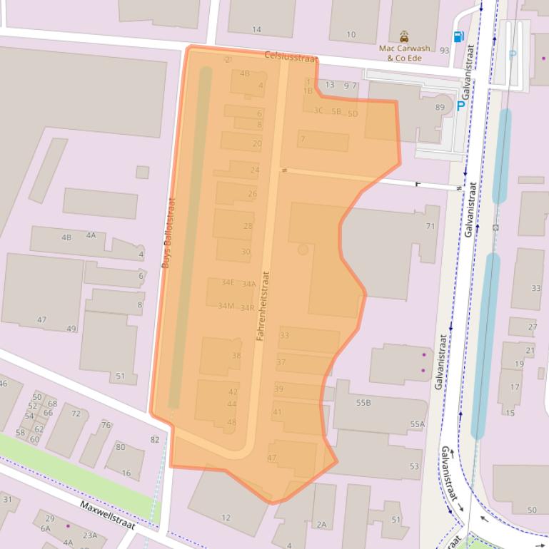 Kaart van postcodegebied 6716BR.