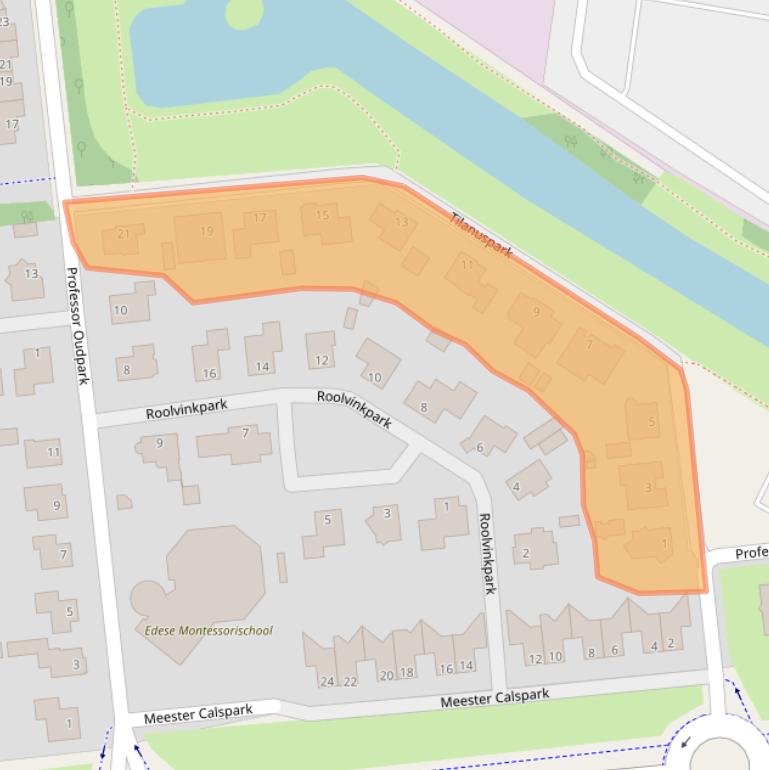 Kaart van postcodegebied 6716EE.