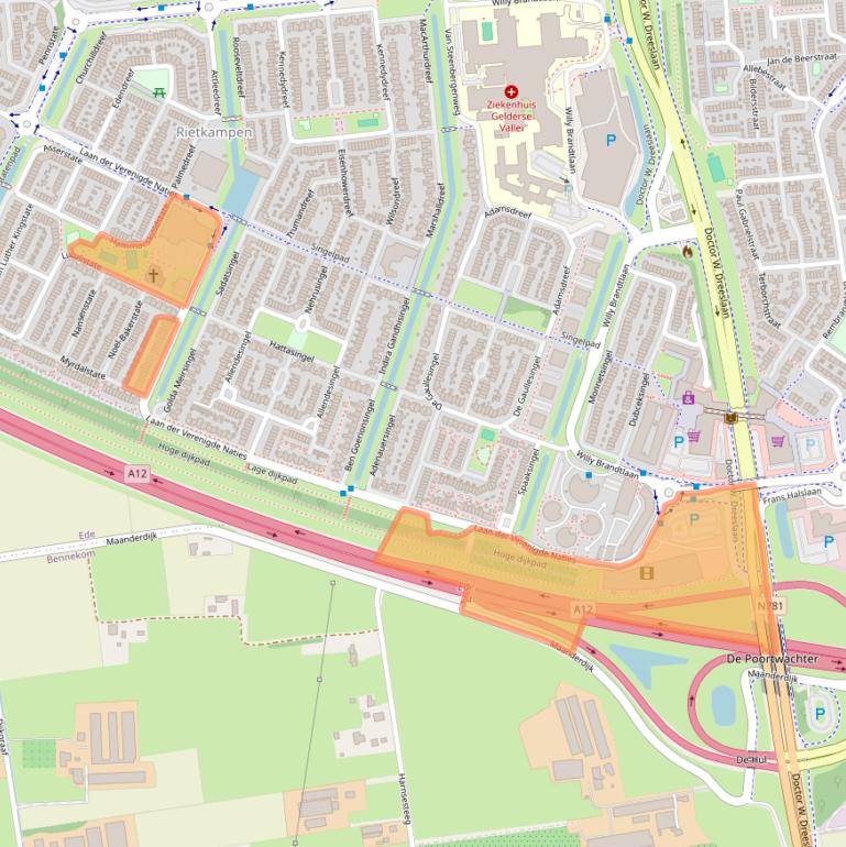 Kaart van postcodegebied 6716JE.
