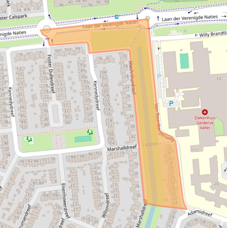 Kaart van postcodegebied 6716MH.