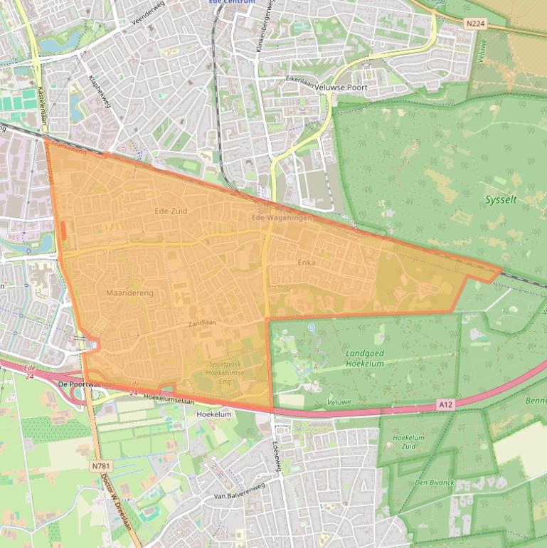 Kaart van postcodegebied 6717.