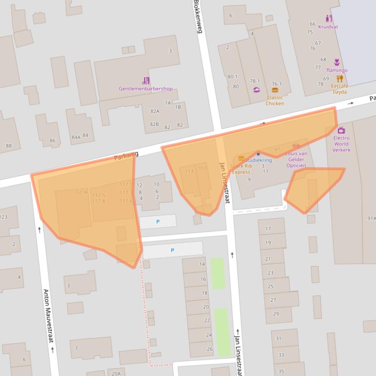 Kaart van postcodegebied 6717HP.