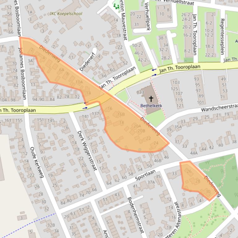 Kaart van postcodegebied 6717KT.
