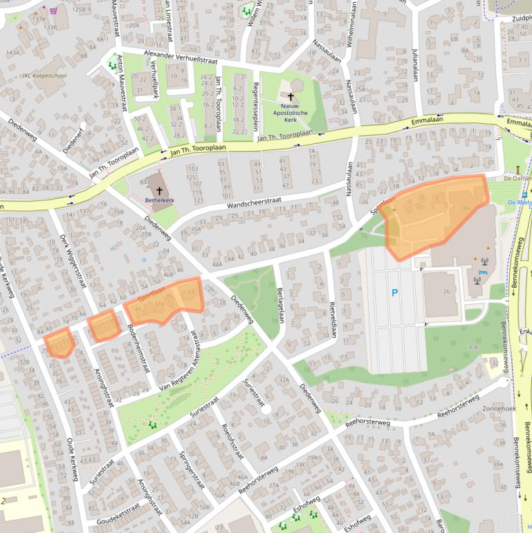 Kaart van postcodegebied 6717LA.