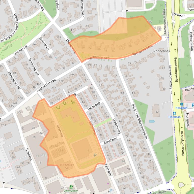 Kaart van postcodegebied 6717LE.