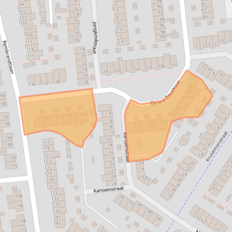 Kaart van postcodegebied 6717MJ.