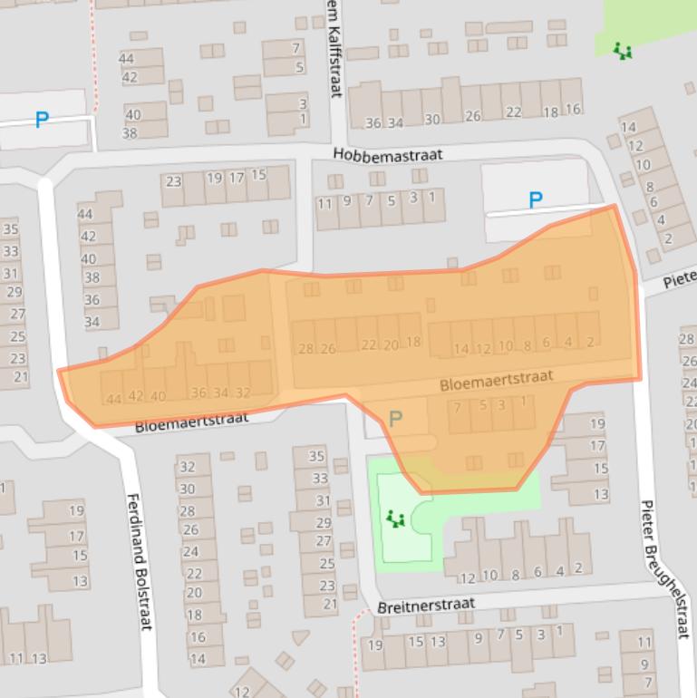 Kaart van postcodegebied 6717PJ.