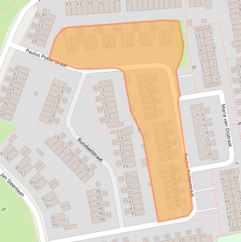 Kaart van postcodegebied 6717TE.