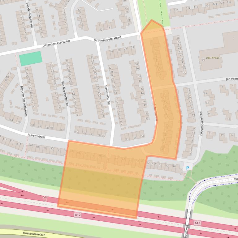Kaart van postcodegebied 6717VD.