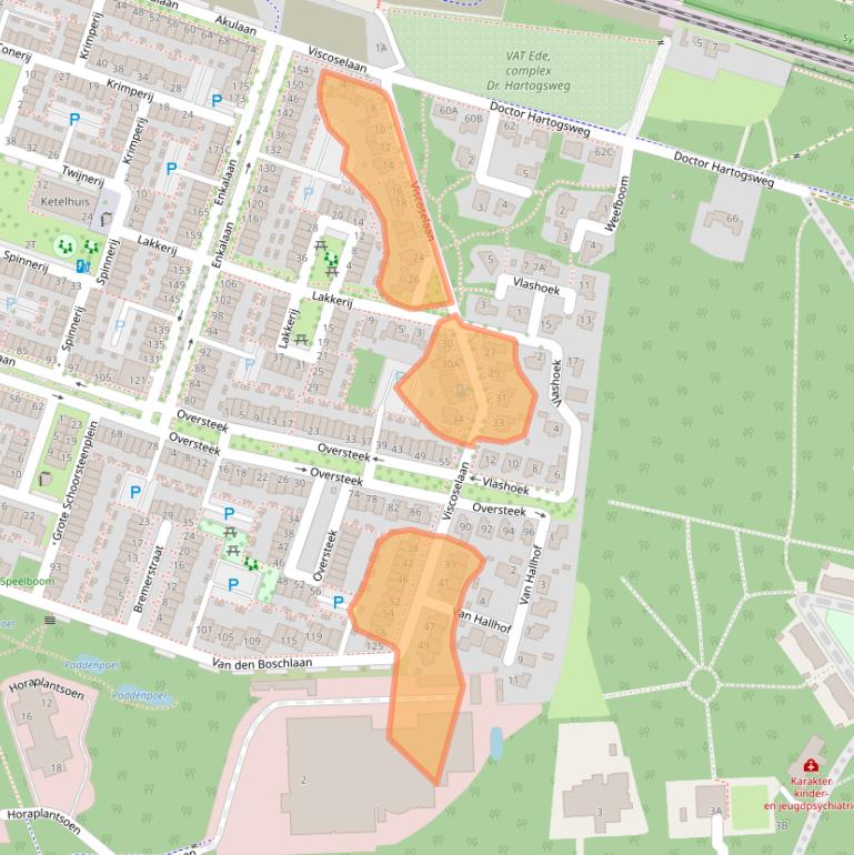 Kaart van postcodegebied 6717ZV.