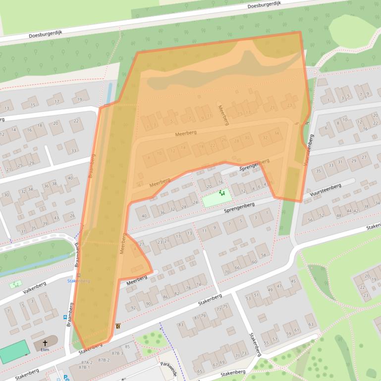 Kaart van postcodegebied 6718DC.