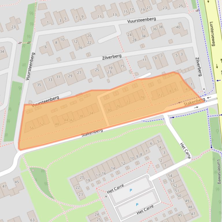 Kaart van postcodegebied 6718DE.