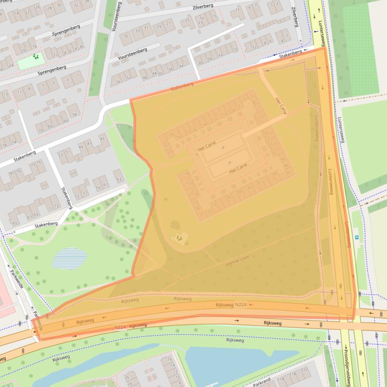 Kaart van postcodegebied 6718DH.