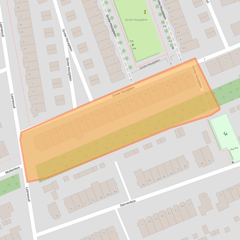 Kaart van postcodegebied 6718GJ.
