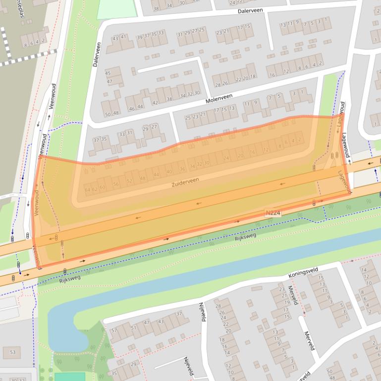 Kaart van postcodegebied 6718LA.