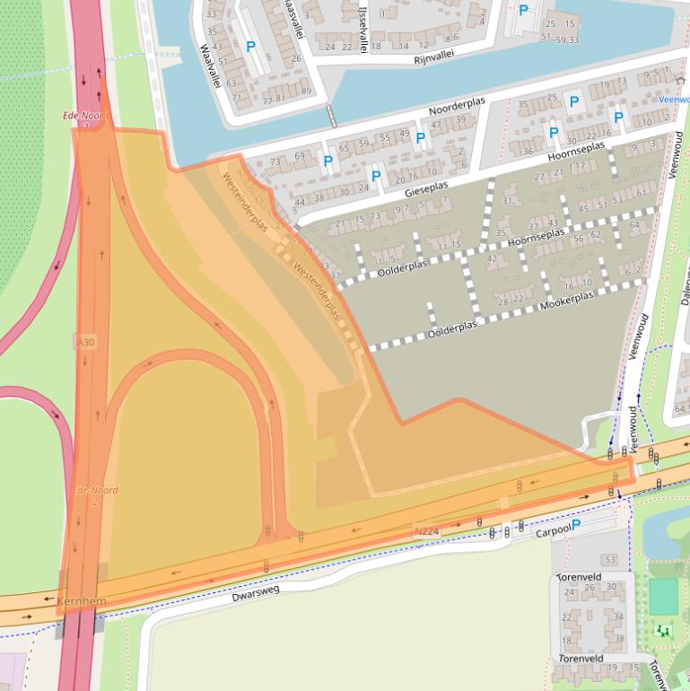 Kaart van postcodegebied 6718LL.