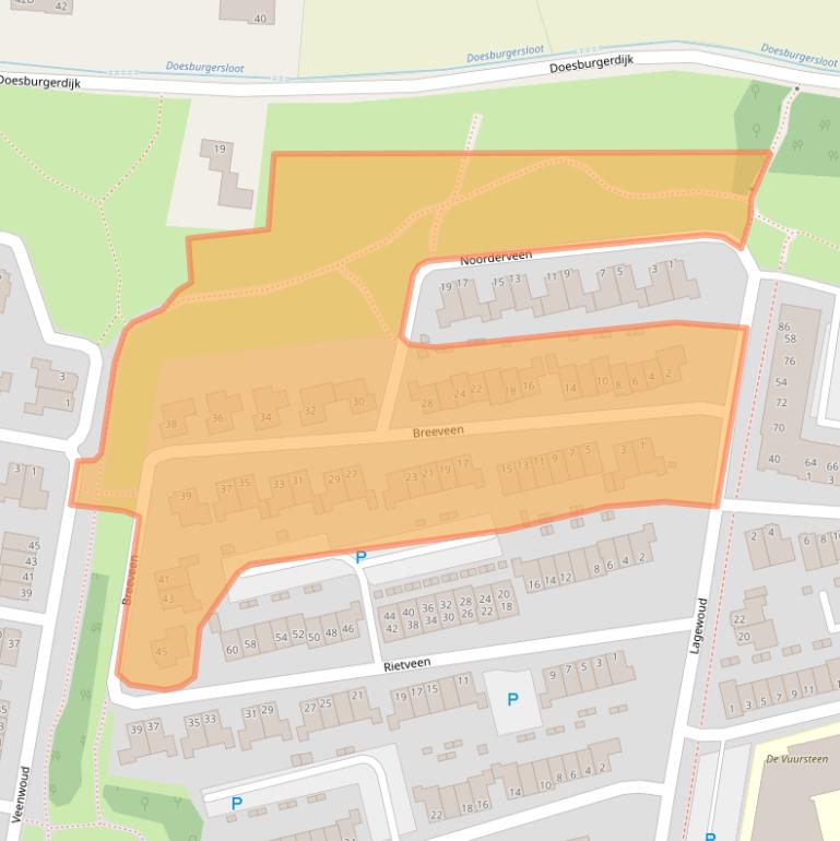 Kaart van postcodegebied 6718LX.