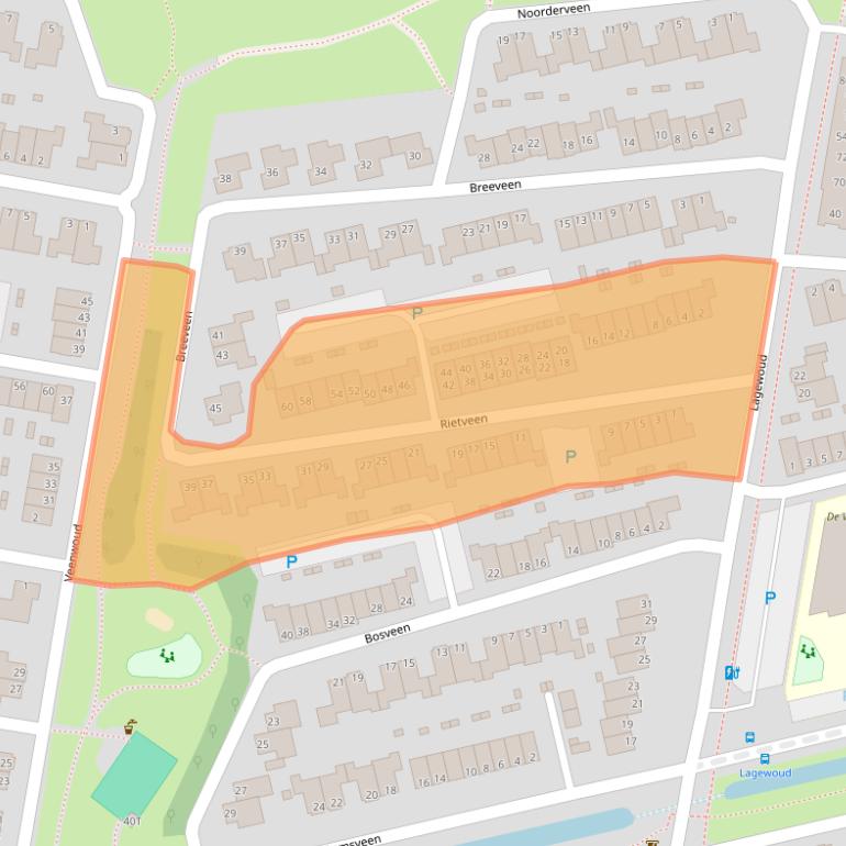 Kaart van postcodegebied 6718LZ.