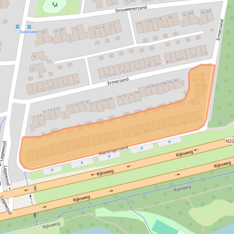 Kaart van postcodegebied 6718MA.