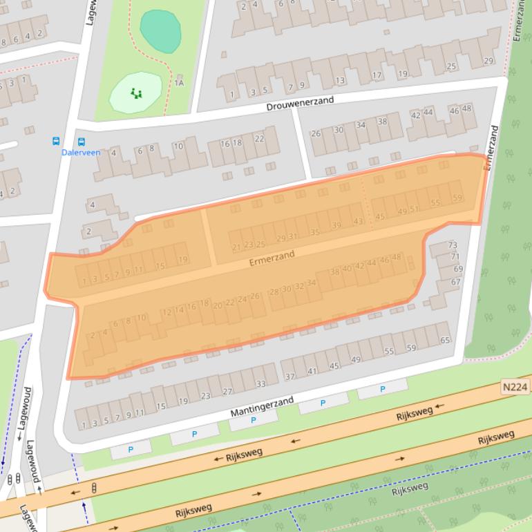 Kaart van postcodegebied 6718MB.