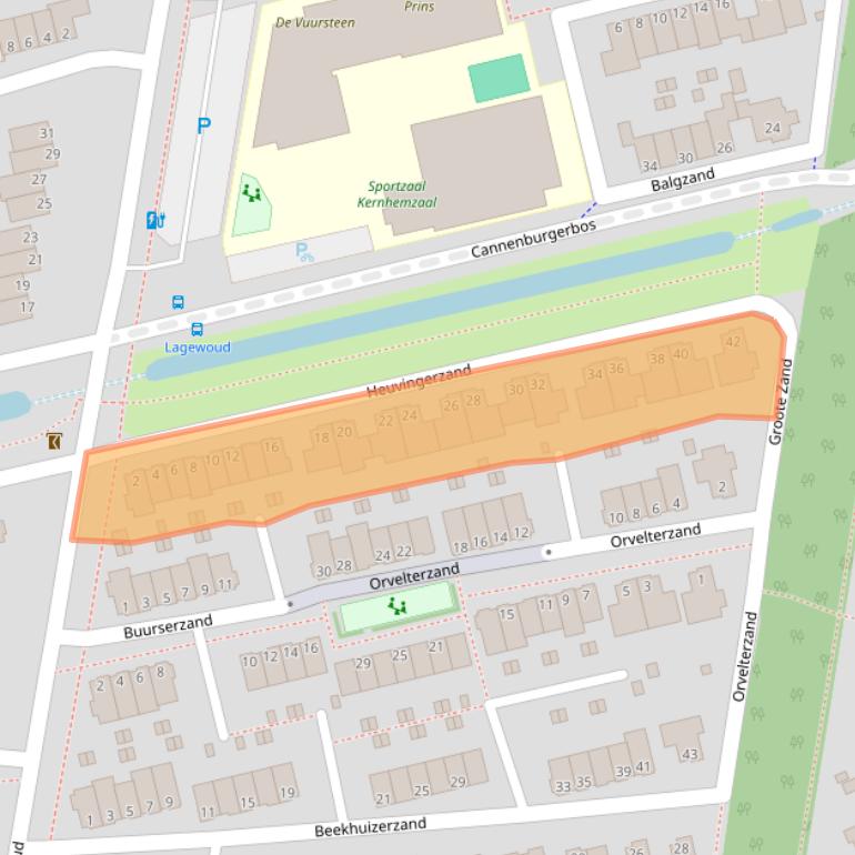 Kaart van postcodegebied 6718MH.