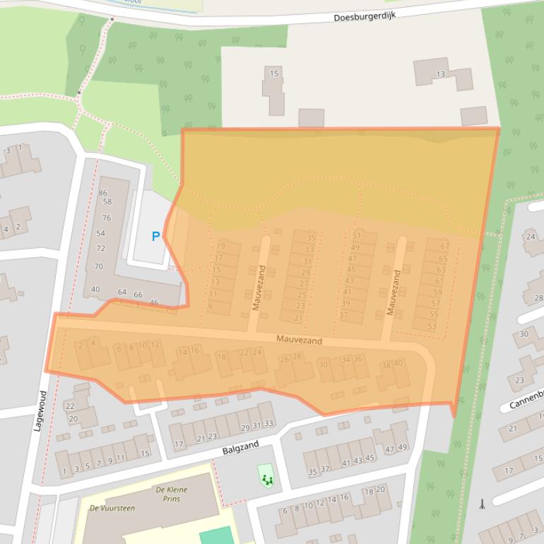 Kaart van postcodegebied 6718ML.