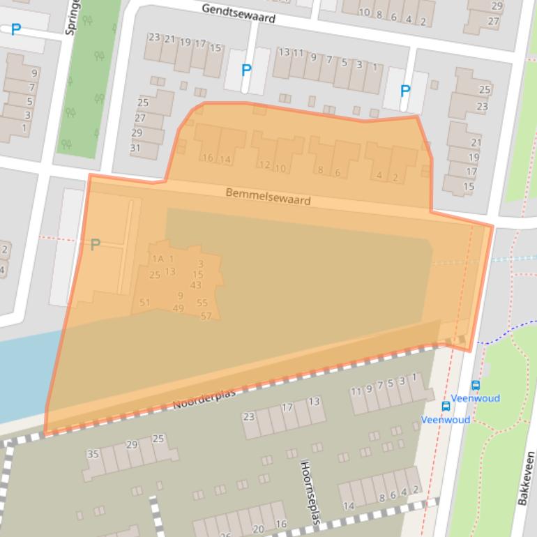 Kaart van postcodegebied 6718NA.