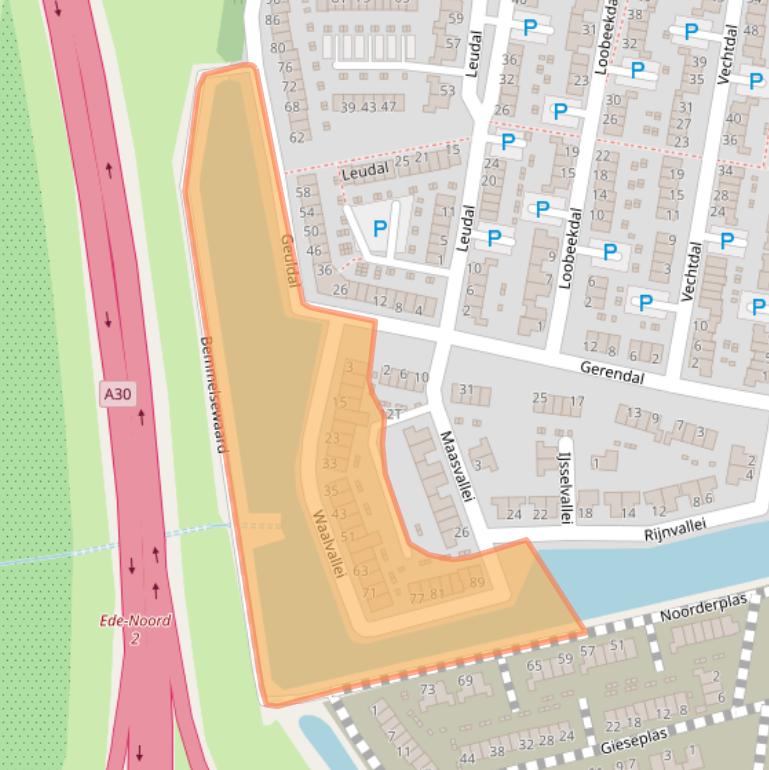Kaart van postcodegebied 6718NZ.