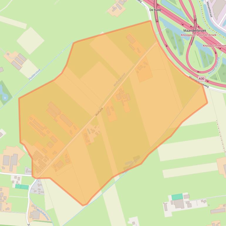 Kaart van postcodegebied 6718PB.