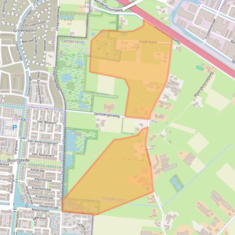 Kaart van postcodegebied 6718PH.