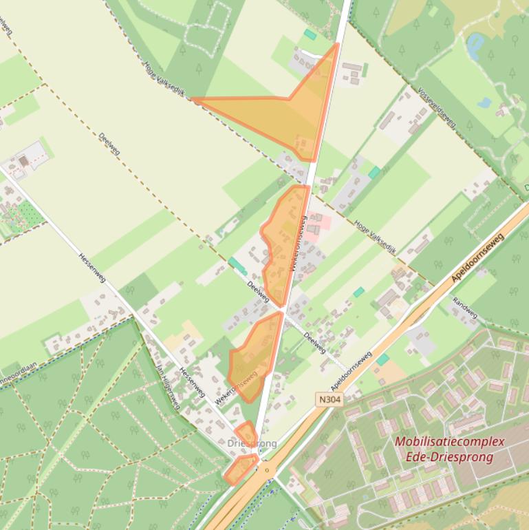 Kaart van postcodegebied 6718SC.