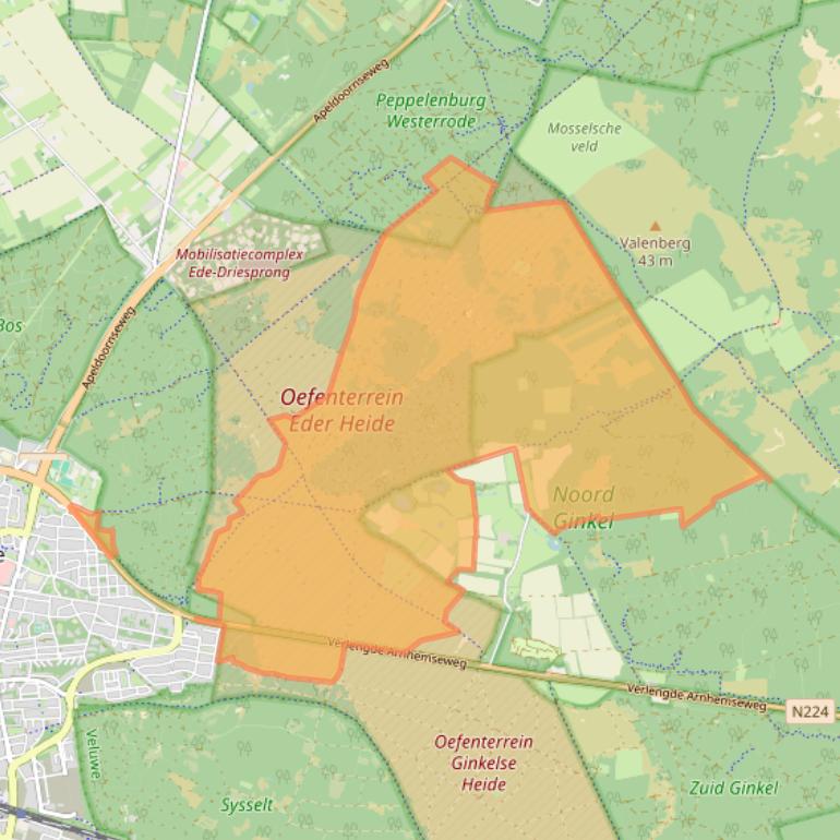 Kaart van postcodegebied 6718SK.