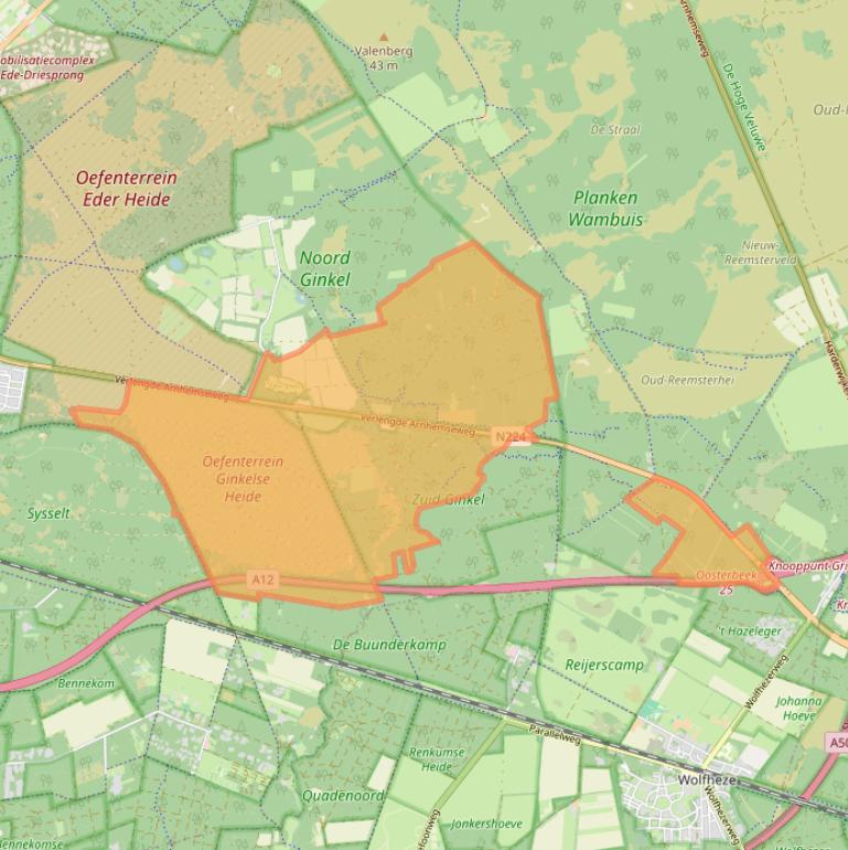 Kaart van postcodegebied 6718SM.