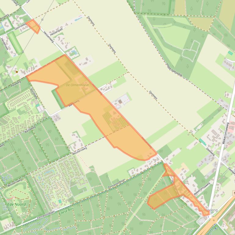 Kaart van postcodegebied 6718TC.