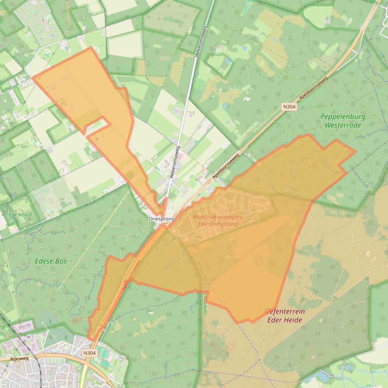 Kaart van postcodegebied 6718TD.