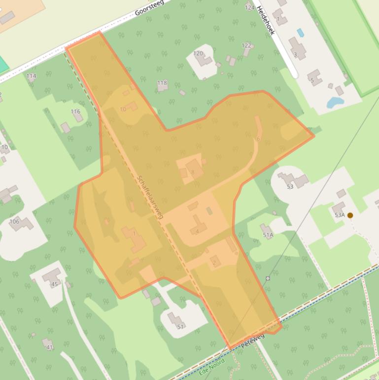 Kaart van postcodegebied 6718TE.