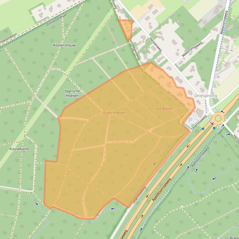 Kaart van postcodegebied 6718TP.