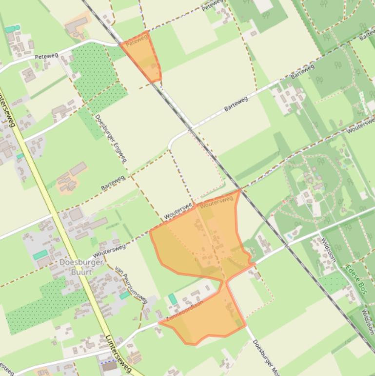 Kaart van postcodegebied 6718TR.