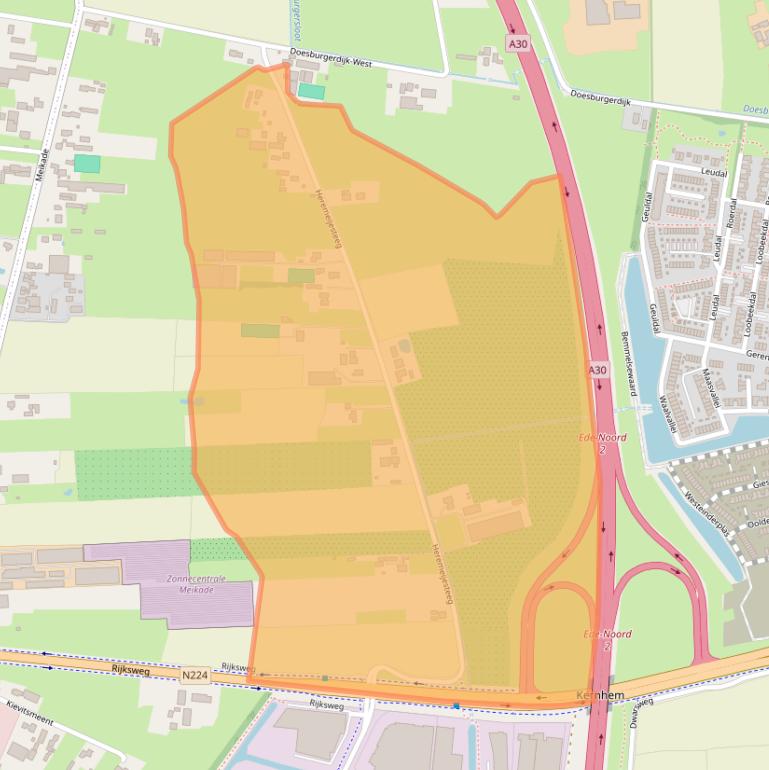 Kaart van postcodegebied 6718VH.